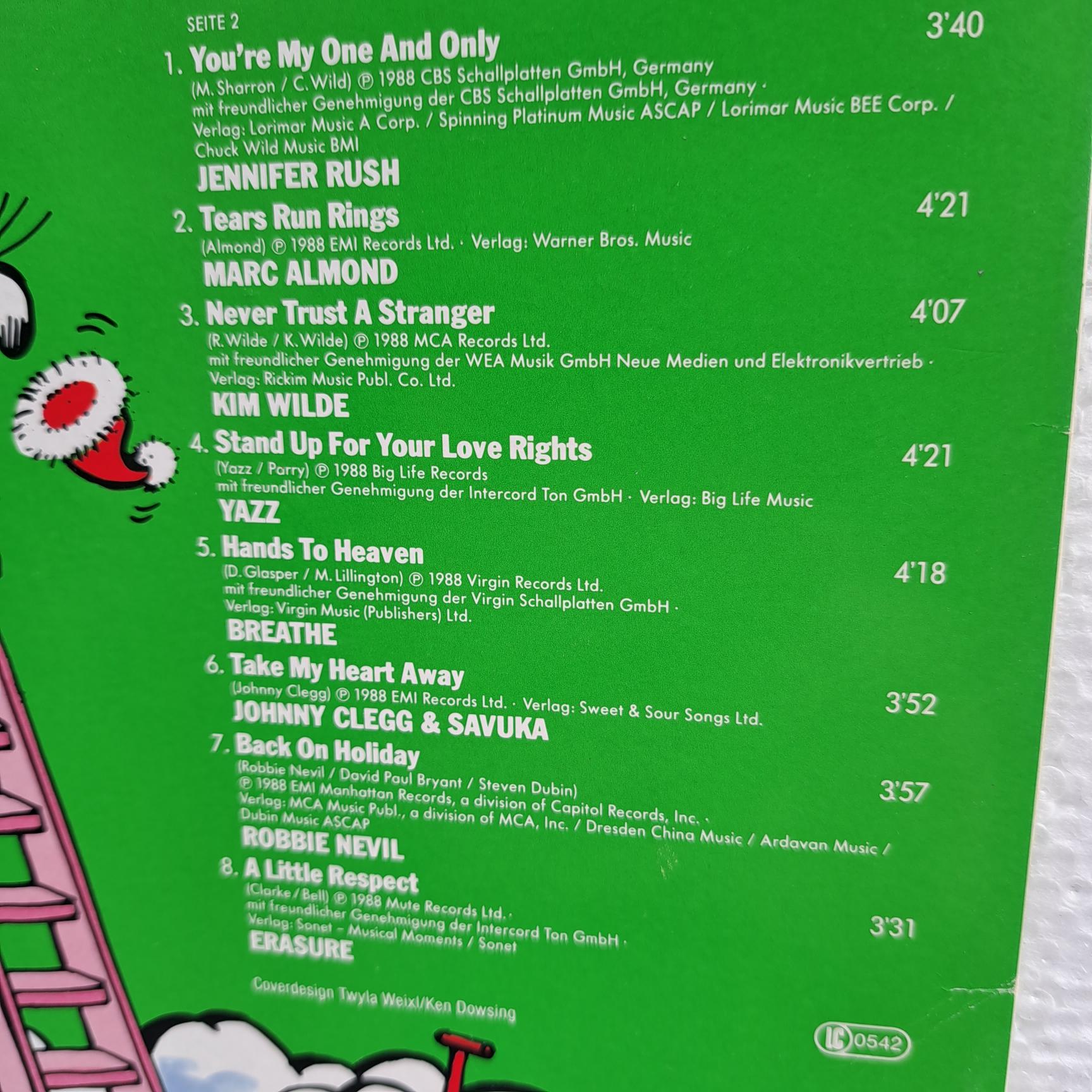 1988 Formel Eins • Tophits Disc VINIL LP VG Bobby McFerrin, Enya, Jennifer Rush, Edelweiss, Sandra, Marc Almond, Sandra, Robbie Nevil, Erasure ... - imagine 4