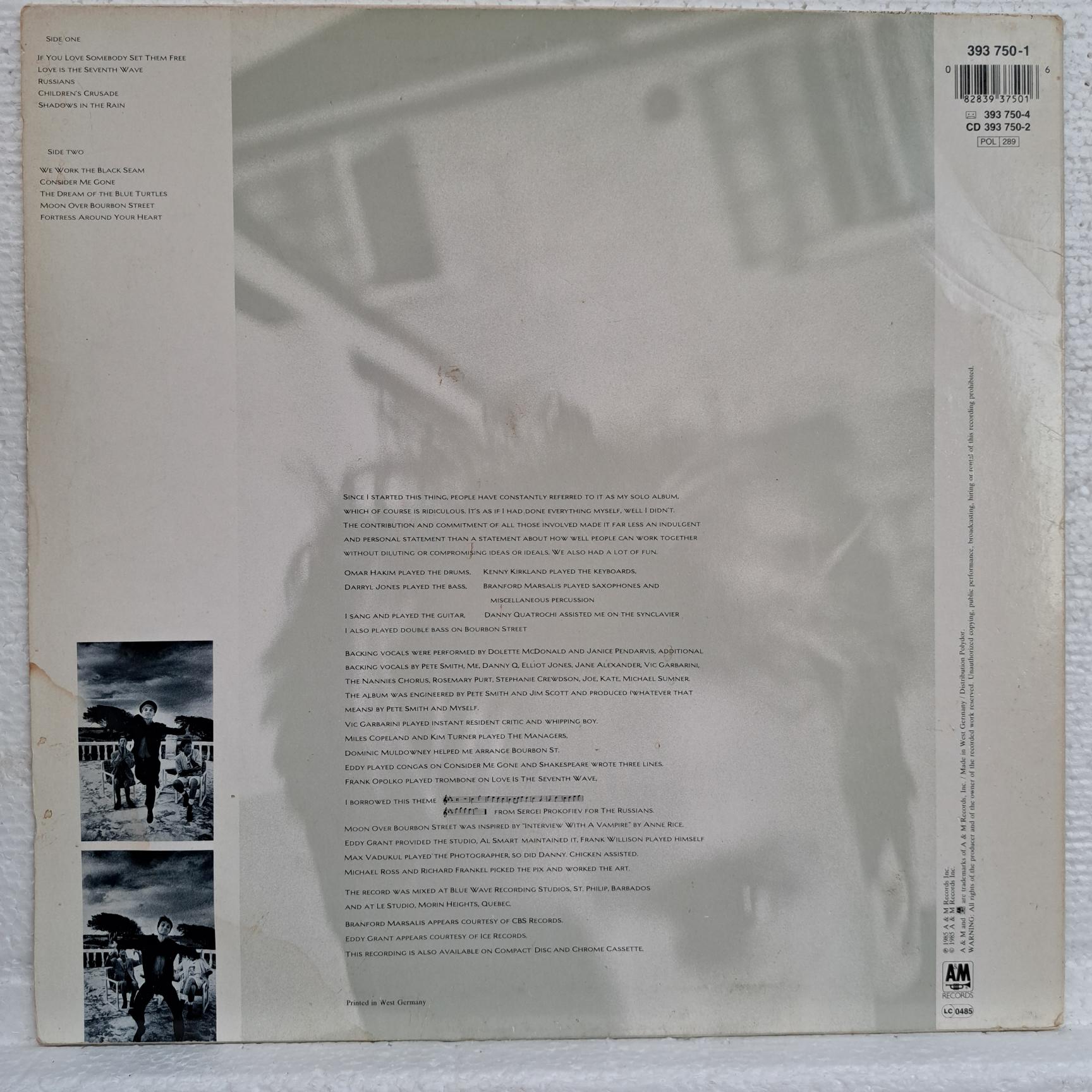 Sting – The Dream Of The Blue Turtles Disc VINIL LP VG VG+ - imagine 2