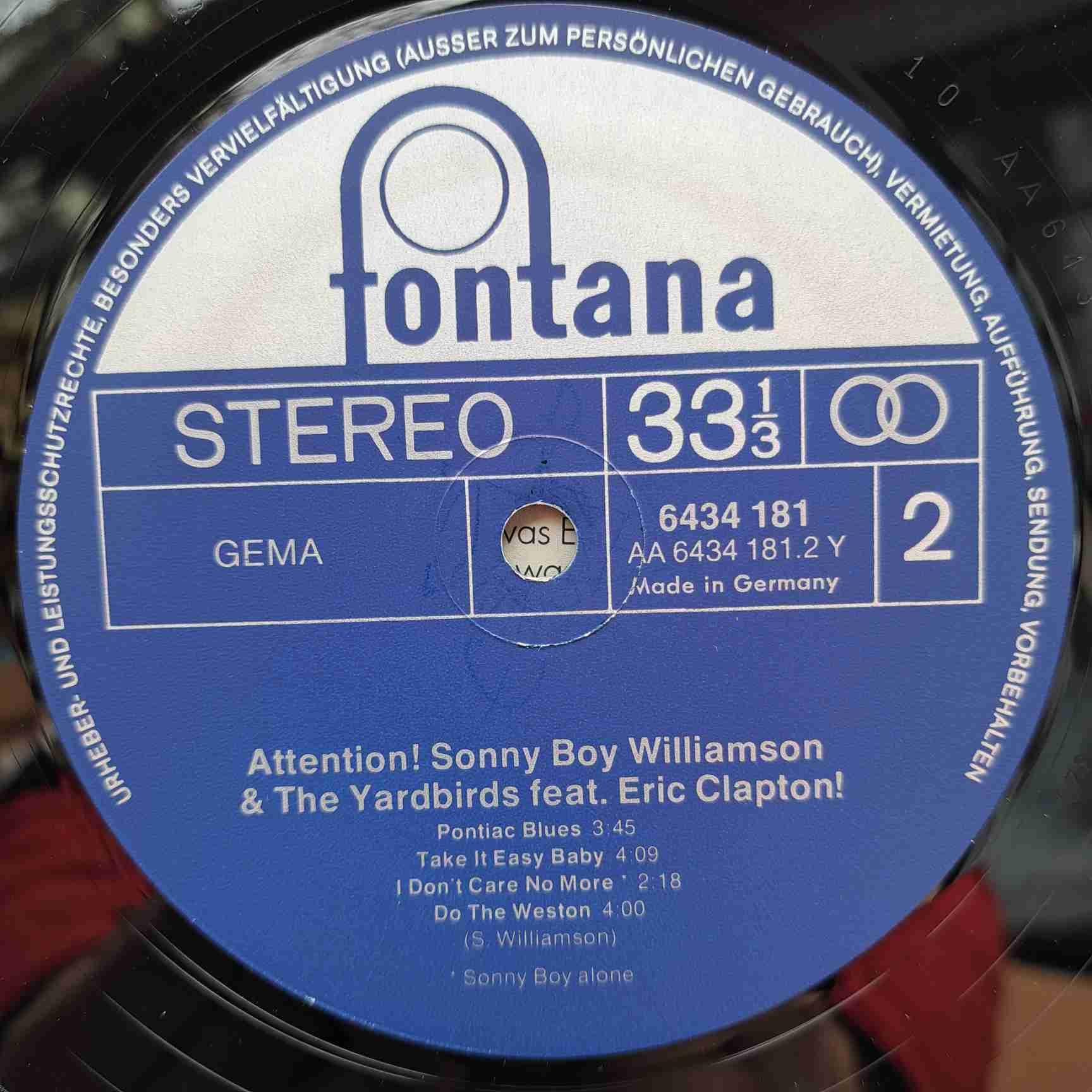 Sonny Boy Williamson (2) And The Yardbirds Featuring Eric Clapton – Attention! Sonny Boy Williamson And The Yardbirds Featuring Eric Clapton! Disc Vinil LP - imagine 4