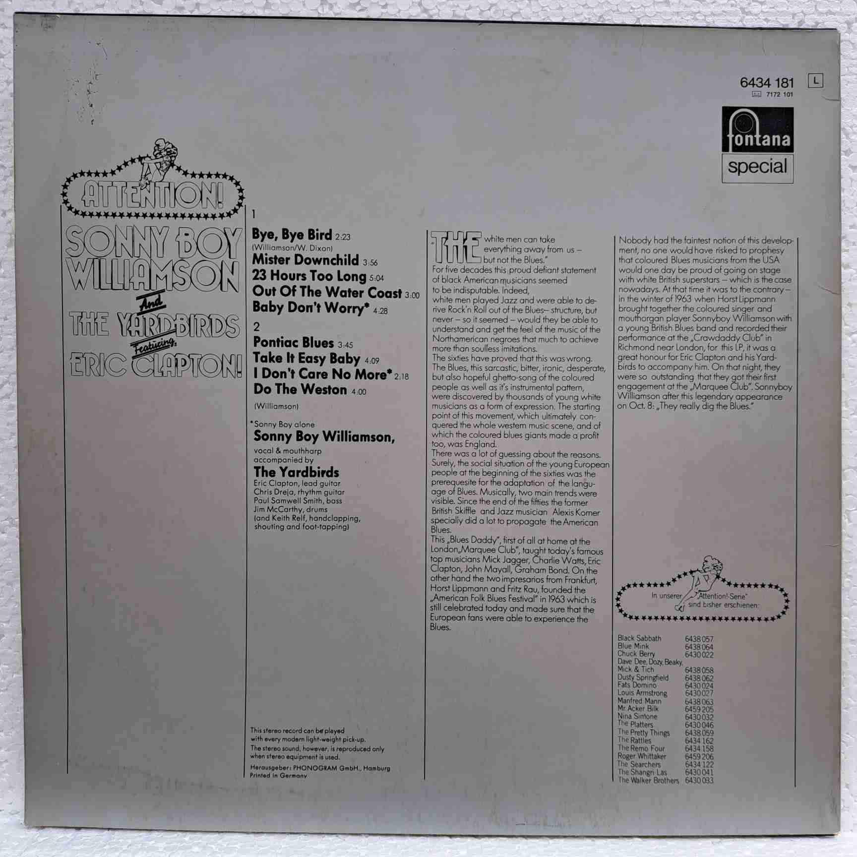 Sonny Boy Williamson (2) And The Yardbirds Featuring Eric Clapton – Attention! Sonny Boy Williamson And The Yardbirds Featuring Eric Clapton! Disc Vinil LP - imagine 2