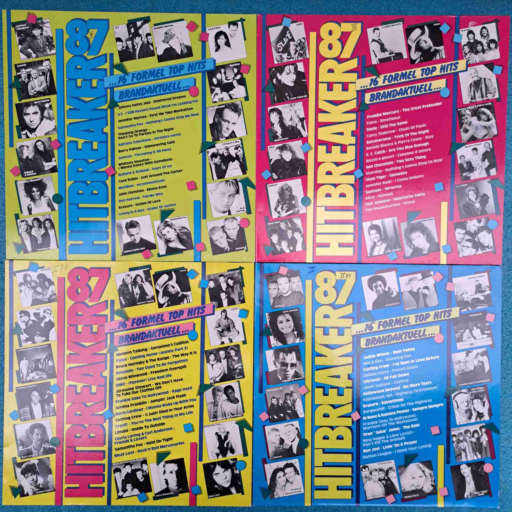 4 compilații Hit Breaker 87 - U2, Modern Talking, Falco, C.C. Catch, Hot Chocolate, Ricchi e Poveri - Discuri Vinil 4 LP EX-1