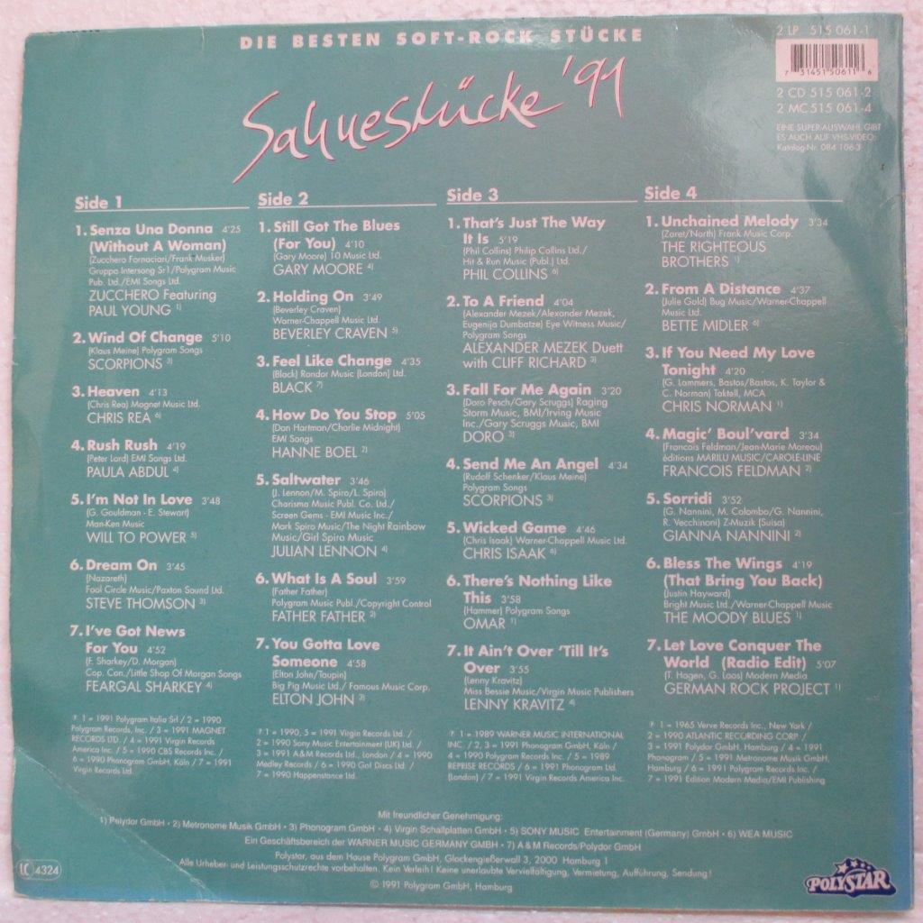 Various Artists – Sahnestücke '91 - Die Besten Soft-Rock Stücke 2LP : Scorpions, Zucchero Feat. Paul Young, Paula Abdul, Chris Rea, Chris Isaak, Doro, Lenny Kravitz, Gary Moore, Phil Collins ... - imagine 2