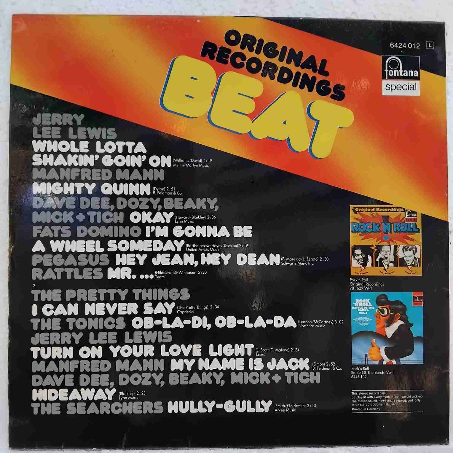 Original Recordings Beat - Jerry Lee Lewis, Manfred Mann, Dave Dee, Dozy, Beaky, Fats Domino - Disc Vinil LP VG+ - imagine 3