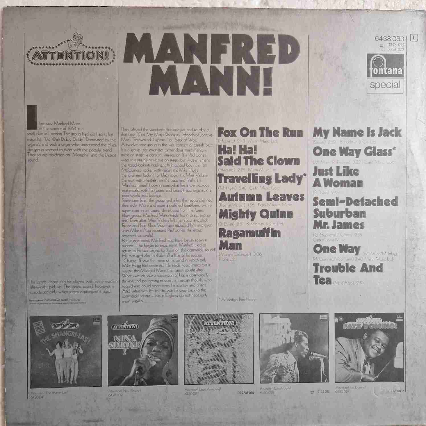 Manfred Mann – Attention! Manfred Mann! Disc vinil LP - imagine 2