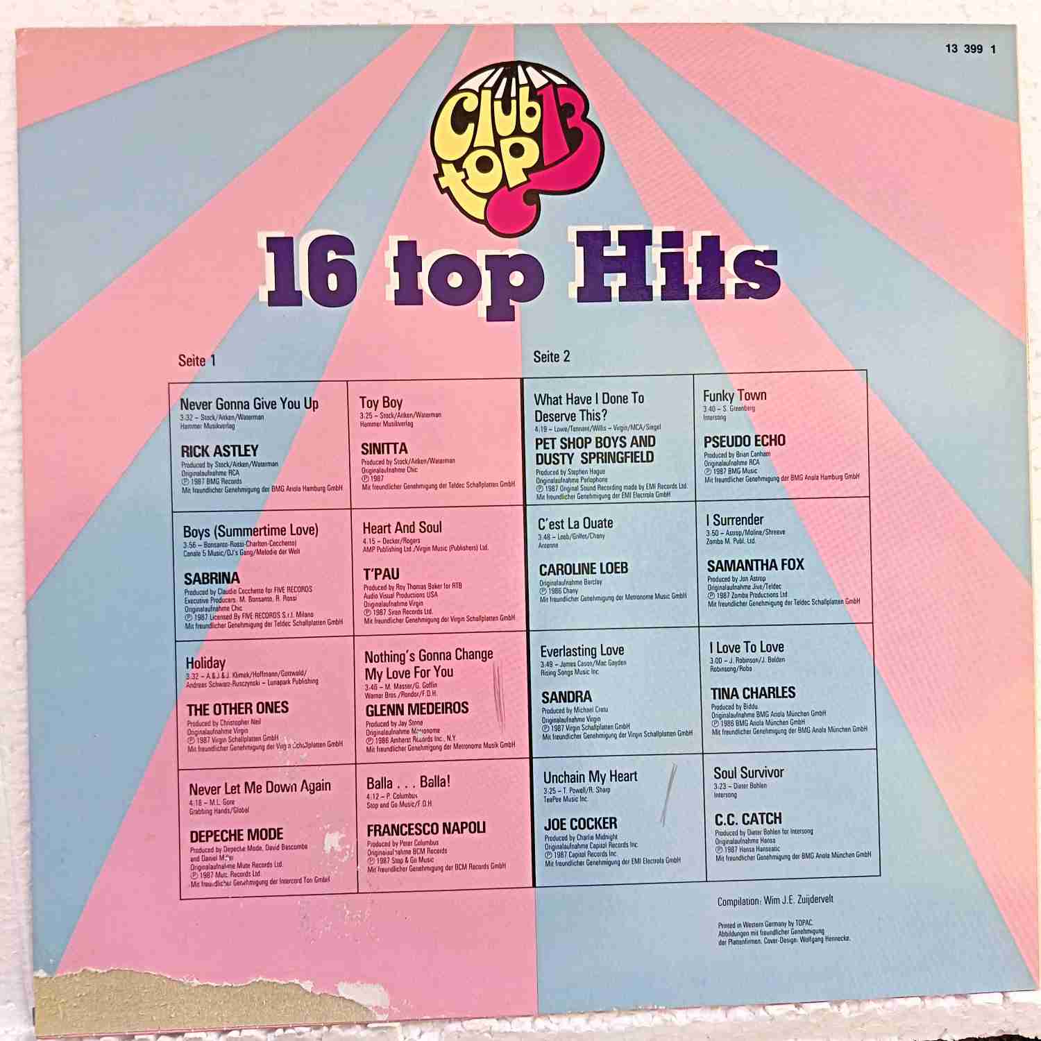 16 Top Hits Aus Den Hitparaden November / Dezember '87 - Sandra, C.C. Catch, Sabrina, Rick Astley - Disc VINIL LP EX - imagine 3